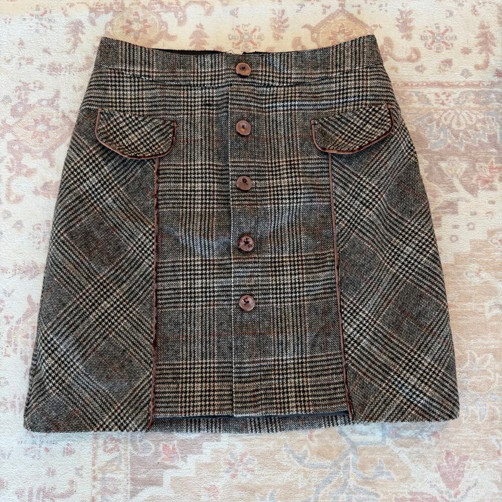 Bagatelle Collection Plaid Button Front Mini Skirt XS